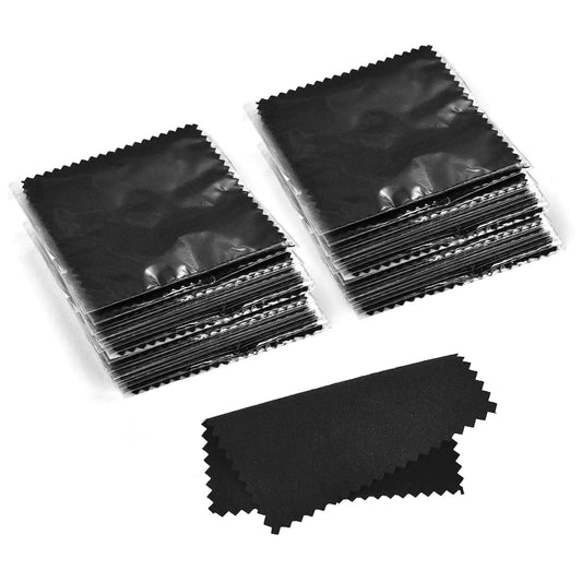 SEVENWELL 100pcs Jewelry Cleaning Cloth – Black Polishing Cloth for Sterling Silver, Gold, Platinum (8x8cm)