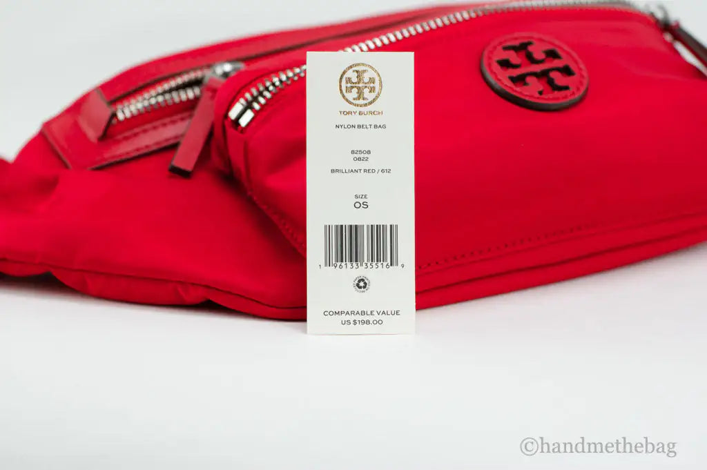 Tory Burch Medium Brilliant Red Nylon Adjustable Belt Bag Fanny Pack