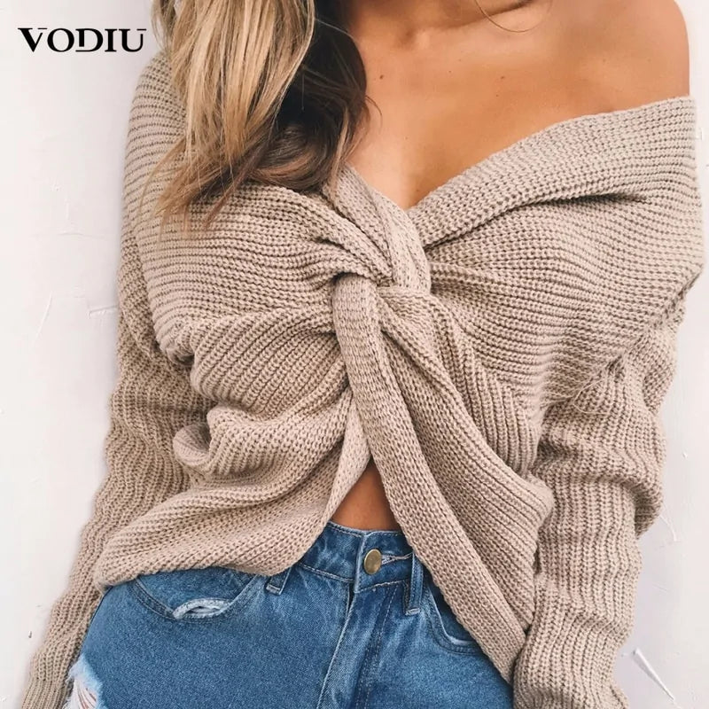 Korean Knitted V-Neck Plus Size Sweater: 2020 Winter Women's FashionTurn heads this season with our chic Sexy Long Sleeve Knit Pullover Sweater! Made from lightweight, skin-friendly knit material, this sweater offers unmatched softne2020 Winter Women'Sweaters2020 Winter Women'