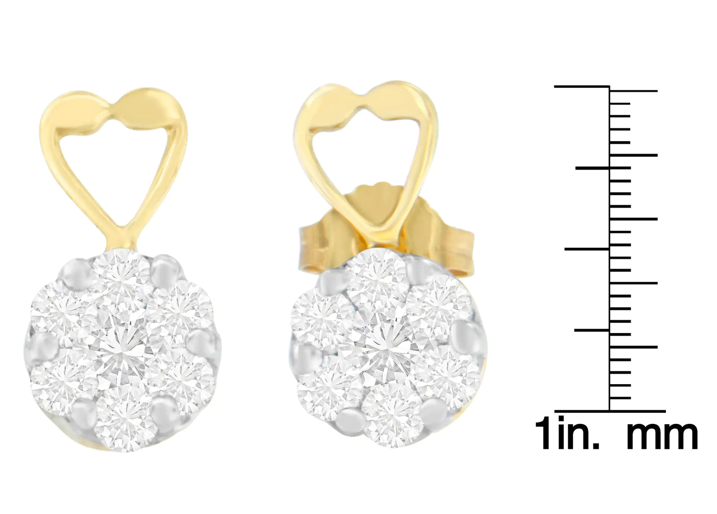 14K Yellow Gold 1ct. TDW Round-cut Diamond Earrings (I-J,SI2-I1)Every piece of jewelry has a little story behind it and define yours with these exquisite earrings. Created with 14 karats yellow gold, the earrings feature heart ac14K Yellow Gold 1ct14K Yellow Gold 1ct