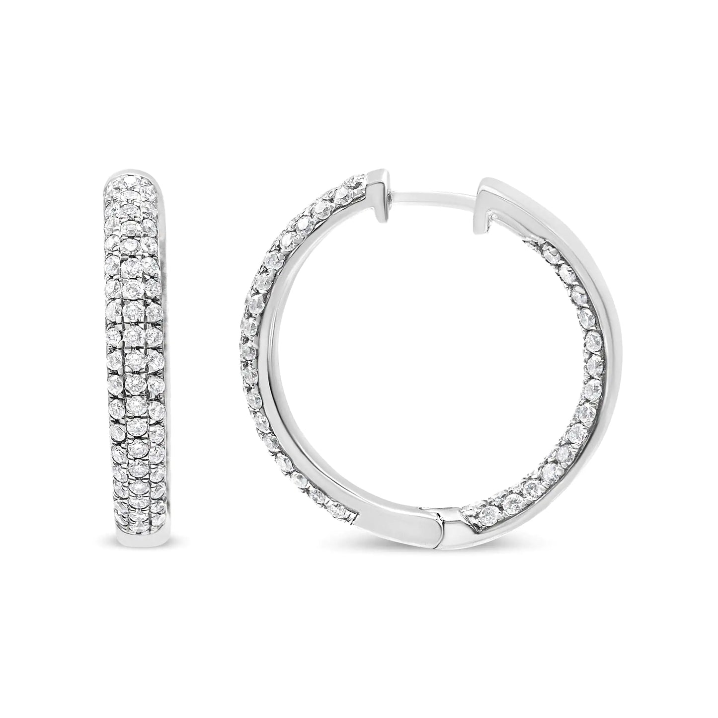 14K White Gold Diamond Hoop Earrings – 2.0 Cttw Inner-Outer DesignEnhance your elegance with these 14K White Gold Diamond Hoop Earrings, featuring a stunning 2.0 carat total weight of diamonds in an eye-catching inner-outer design.14K White Gold Diamond Hoop Earrings – 2Earrings14K White Gold Diamond Hoop Earrings – 2