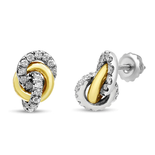 10K Yellow & White Gold Diamond Fashion Earrings with bold and luxurious two-tone design.