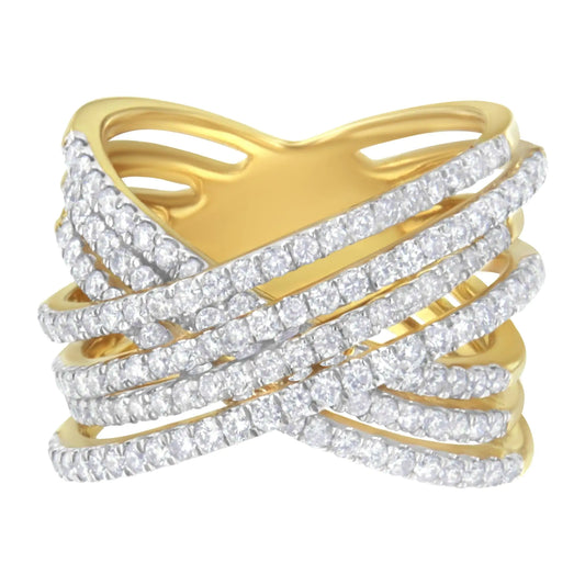 10KT Yellow Gold Diamond Bypass Ring (1 5/8 cttw, H-I Color, SI2-I1 ClBring balance to your beauty and style with this fabulous diamond ring. Crafted entirely in 10kt Yellow Gold, this fashion ring features stunning round cut polished 10KT Yellow Gold Diamond Bypass Ring 1 58 cttw10KT Yellow Gold Diamond Bypass Ring 1 58 cttw