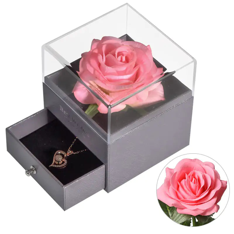 Jewelry Box Preserved Flower Rose Necklace Box