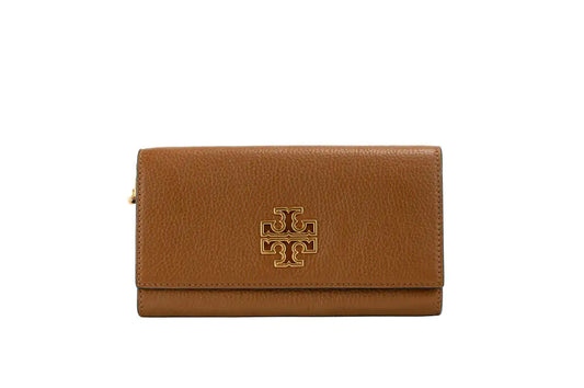 Tory Burch Britten Moose Pebbled Leather Flap Envelope Wristlet Wallet