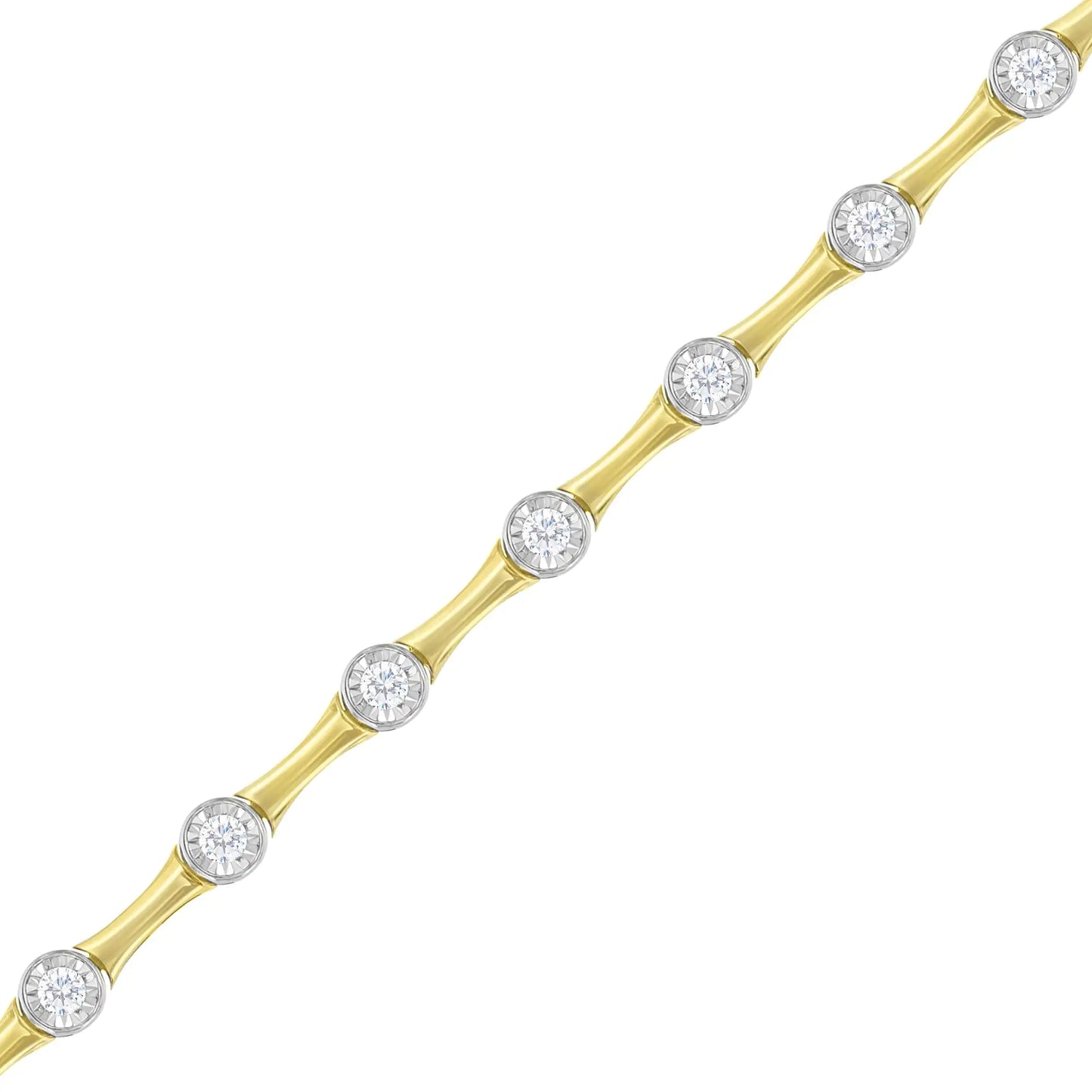 10K Yellow Gold Flashed Sterling Silver Diamond-Cut BraceletAdd a touch of elegance and sophistication with this 10K Yellow Gold Flashed Sterling Silver Diamond-Cut Bracelet. The diamond-cut finish adds a brilliant sparkle th10K Yellow Gold Flashed Sterling Silver Diamond-Cut BraceletBracelet10K Yellow Gold Flashed Sterling Silver Diamond-Cut Bracelet